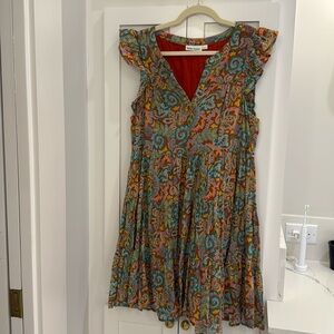 Roller Rabbit Tiered V-Neck Paisley Dress M